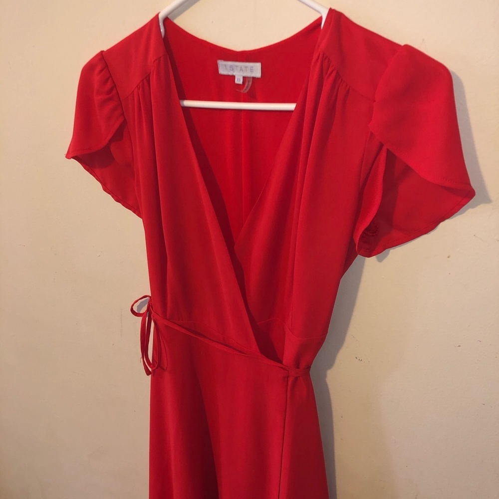 1. State Havana Red Short Sleeve Wrap Dress - Picture 6 of 7